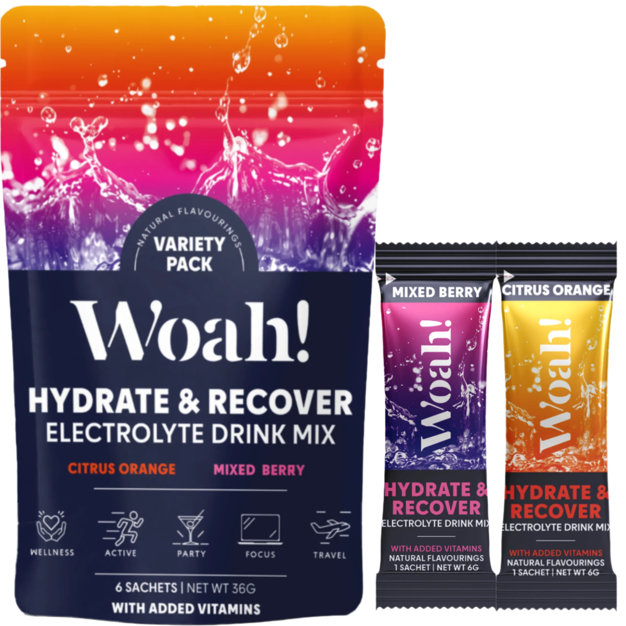 Woah! Mixed Pack Electrolyte Drink Mix - 6 Sachets
