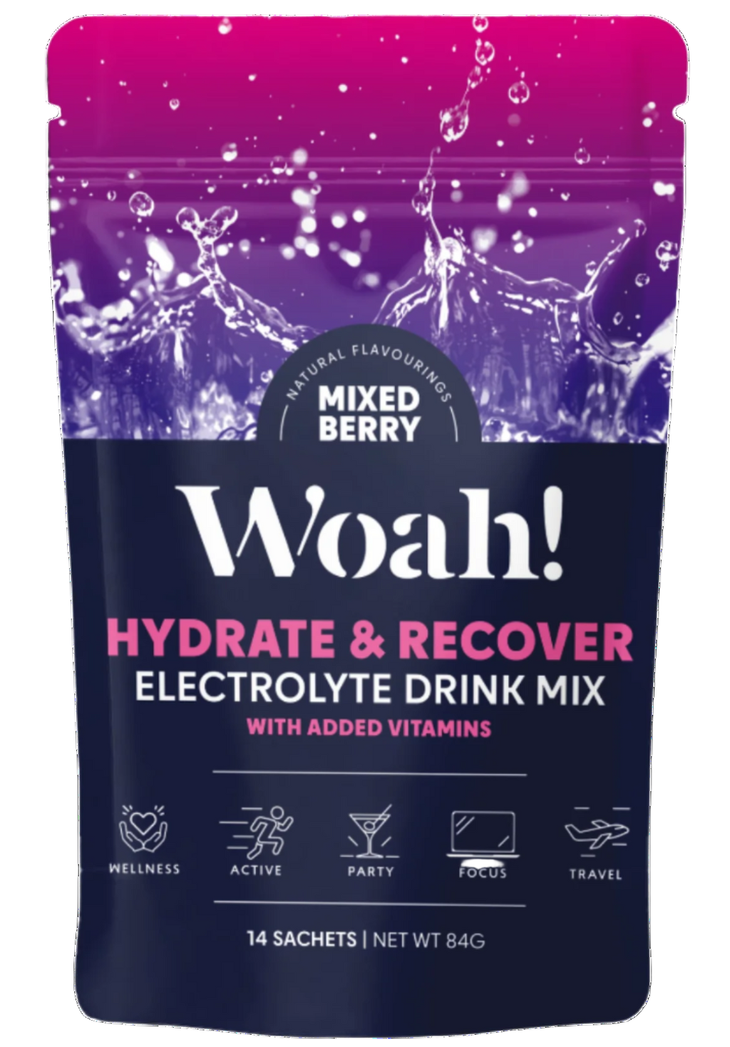 Woah! Mixed Berry Electrolyte Drink Mix -  6 Sachets