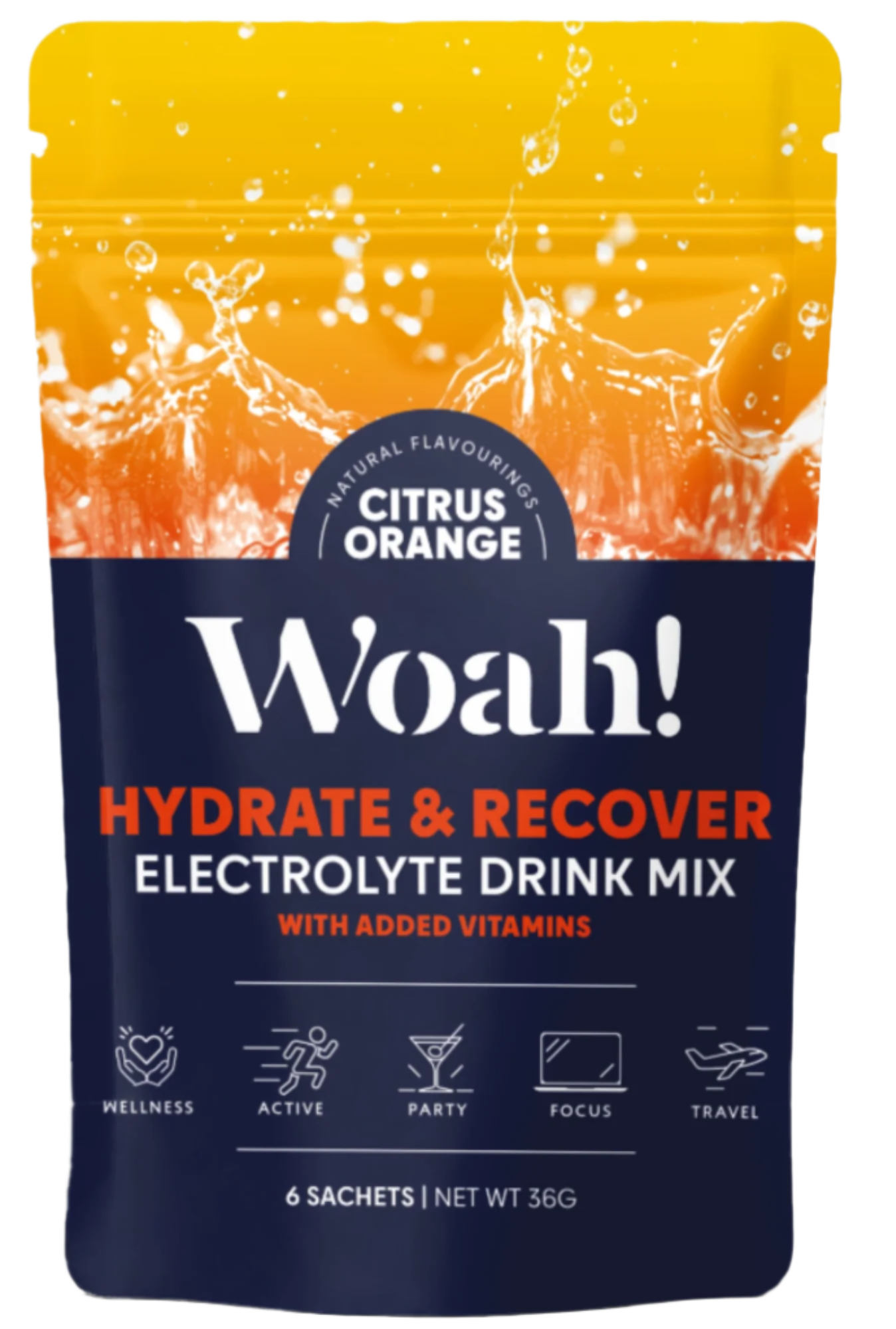 Woah! Citrus Orange Electrolyte Drink Mix - 6 Sachets